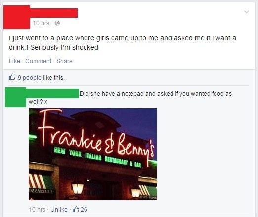 When this person explained the definition of a waitress:
